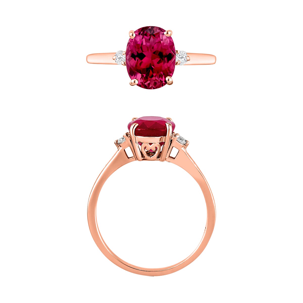 18K Rose Gold AAA Rubellite and White Diamond SI Classic Solitaire Ring in Gold Wt. 5.5 grams, 2.50 Ct 8004559 3