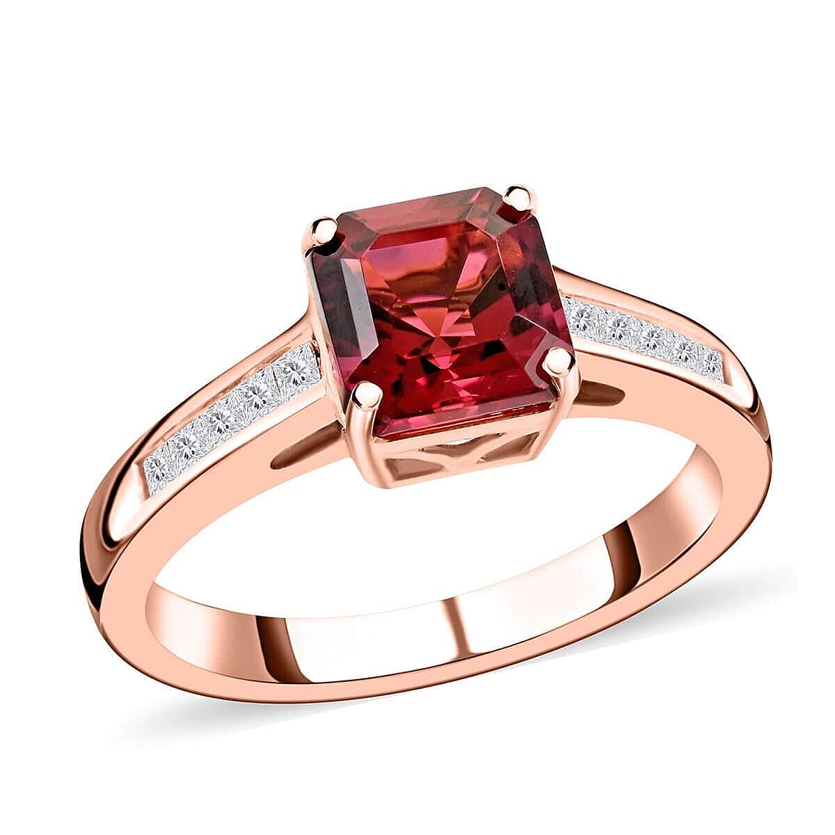 Certified and Appraised ILIANA - 18K Rose Gold AAA Rubellite, White Diamond SI Ring 1.75 ct 7663072 0