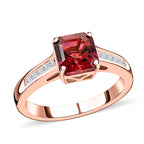 18K Rose Gold  AAA   Rubellite ,  White Diamond  SI Ring 1.75 ct,  Gold Wt. 4.3 Gms  1.750  Ct.