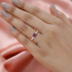 18K Rose Gold  AAA   Rubellite ,  White Diamond  SI Ring 1.75 ct,  Gold Wt. 4.3 Gms  1.750  Ct.