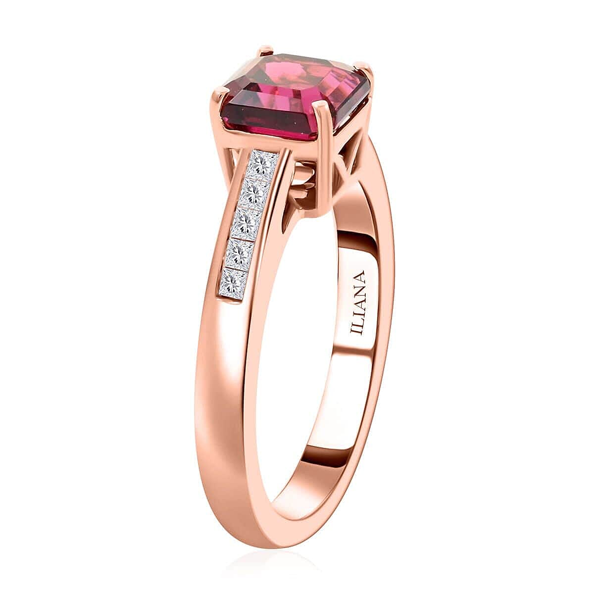 Certified and Appraised ILIANA - 18K Rose Gold AAA Rubellite, White Diamond SI Ring 1.75 ct 7663072 3