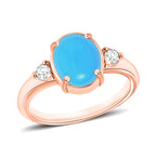 18K Rose Gold  AAA   Sleeping Beauty Turquoise ,  White Diamond  SI Main Stone With Side Stone Ring 2.49 ct,  Gold Wt. 5.5 Gms  2.490  Ct.