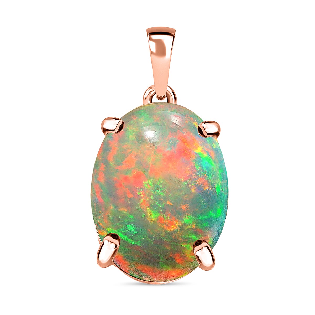 18K Rose Gold Ethiopian Opal Solitaire Pendant 5.00 ct. 8000362 0