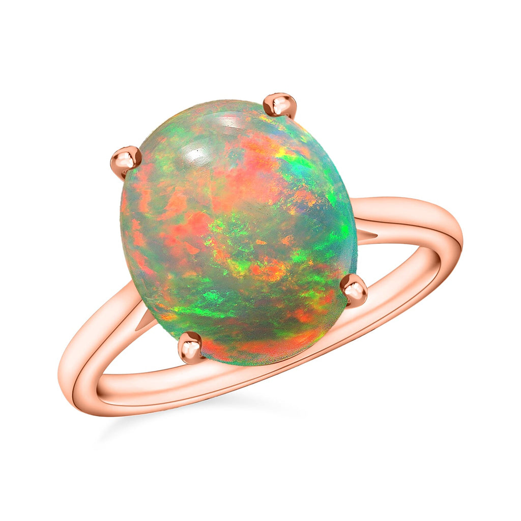 18K Rose Gold   Ethiopian Opal  Solitaire Ring 1.80 ct,  Gold Wt. 4 Gms  1.800  Ct.