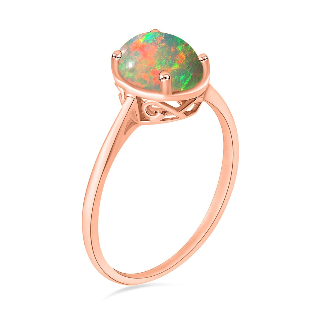 18K Rose Gold   Ethiopian Opal  Solitaire Ring 1.80 ct,  Gold Wt. 4 Gms  1.800  Ct.