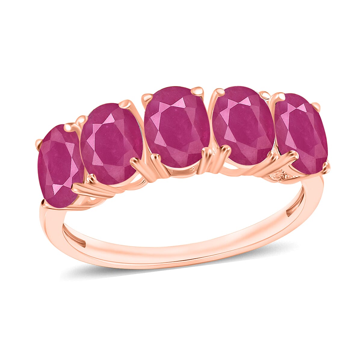 18K Rose Gold Mozambique Ruby 5 Stone Ring in Gold Wt. 5.5 grams, 5 Ct 8008591 0