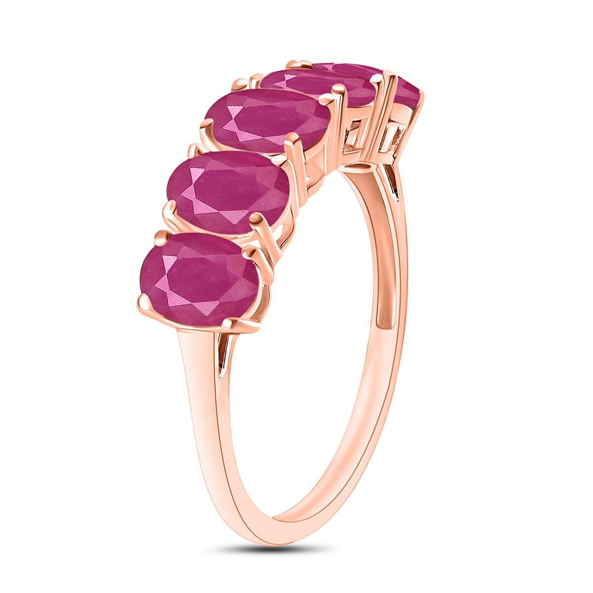 18K Rose Gold Mozambique Ruby 5 Stone Ring in Gold Wt. 5.5 grams, 5 Ct 8008591 2