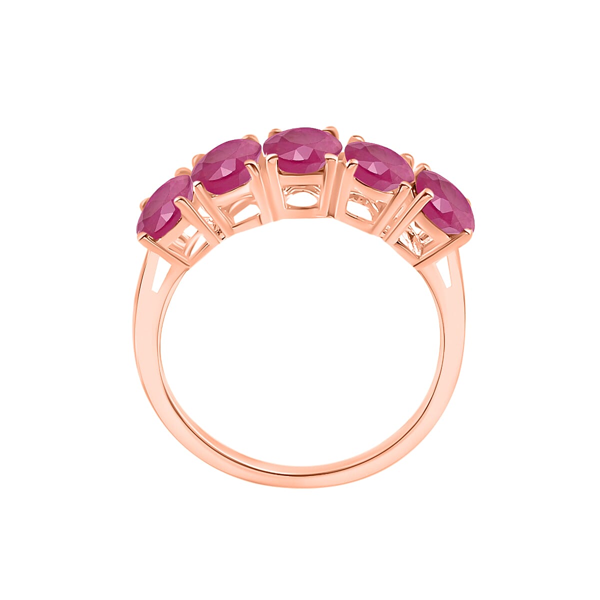 18K Rose Gold Mozambique Ruby 5 Stone Ring in Gold Wt. 5.5 grams, 5 Ct 8008591 3