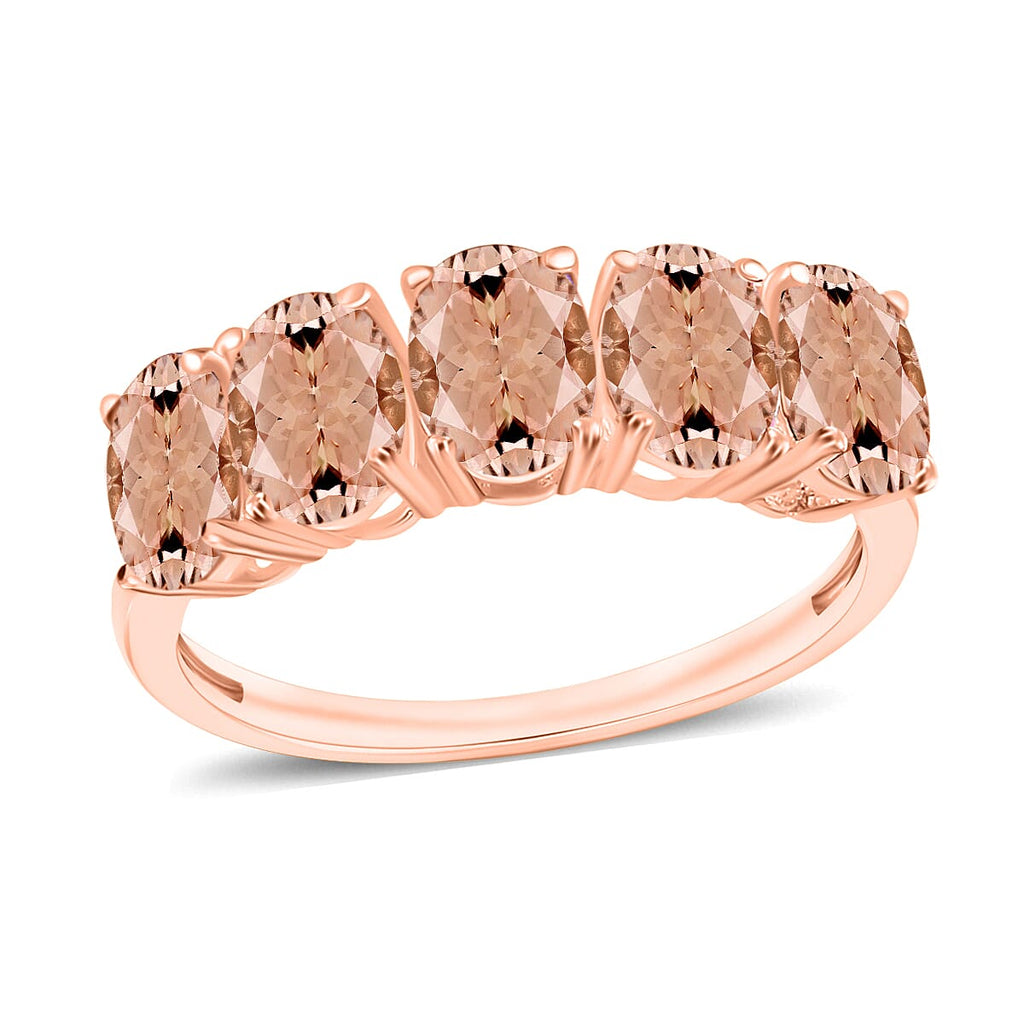 18K Rose Gold   Pink Morganite  5 Stone Ring 4.50 ct,  Gold Wt. 1 Gms  4.500  Ct.