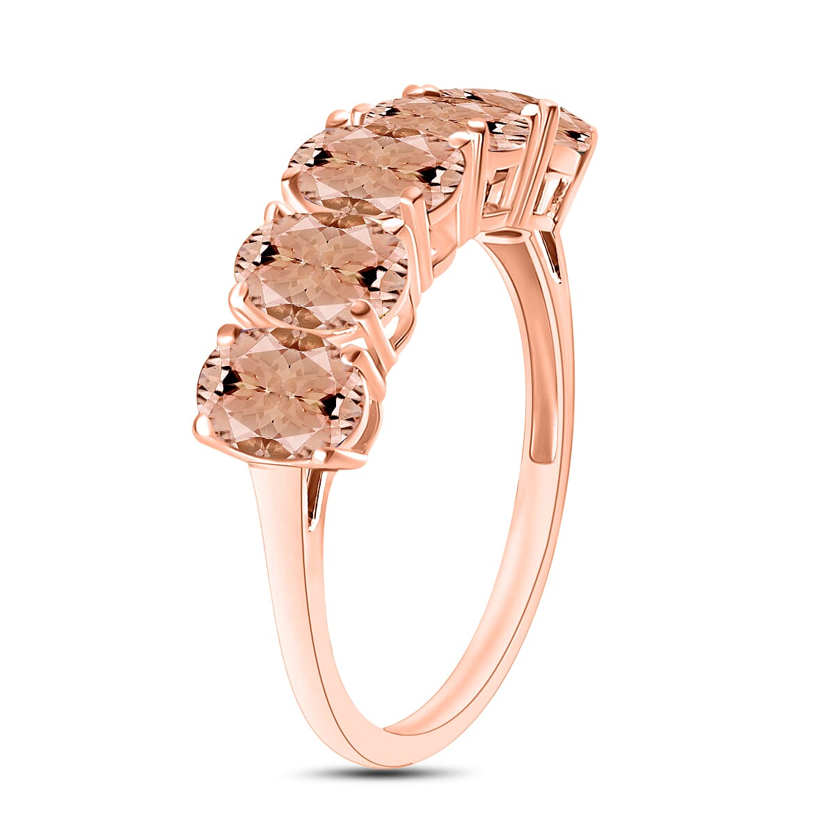 18K Rose Gold Pink Morganite 5 Stone Ring in Gold Wt. 1 grams, 4.50 Ct 8009101 2