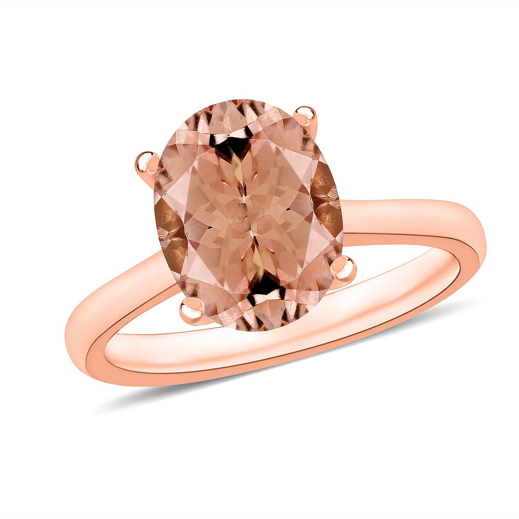 18K Rose Gold   Pink Morganite  Solitaire Ring 5.05 ct,  Gold Wt. 5 Gms  5.050  Ct.