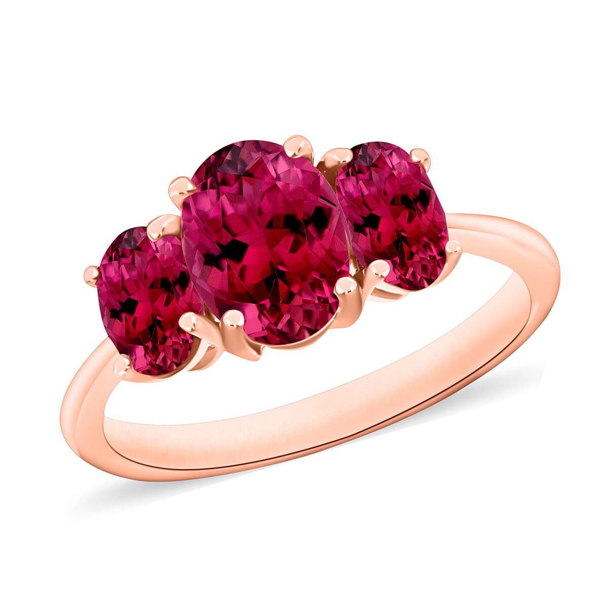 18K Rose Gold Rubellite 3 Stone Ring in Gold Wt. 6 grams, 2.60 Ct 8007078 1