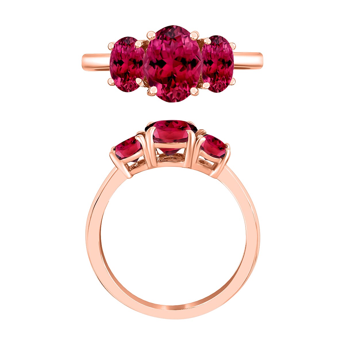 18K Rose Gold Rubellite 3 Stone Ring in Gold Wt. 6 grams, 2.60 Ct 8007078 4