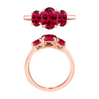 18K Rose Gold   Rubellite  3 Stone Ring 2.60 ct,  Gold Wt. 6 Gms  2.600  Ct.