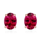 18K Rose Gold   Rubellite  Solitaire Stud Push Post Earring 1.66 ct,  Gold Wt. 2.5 Gms  1.660  Ct.