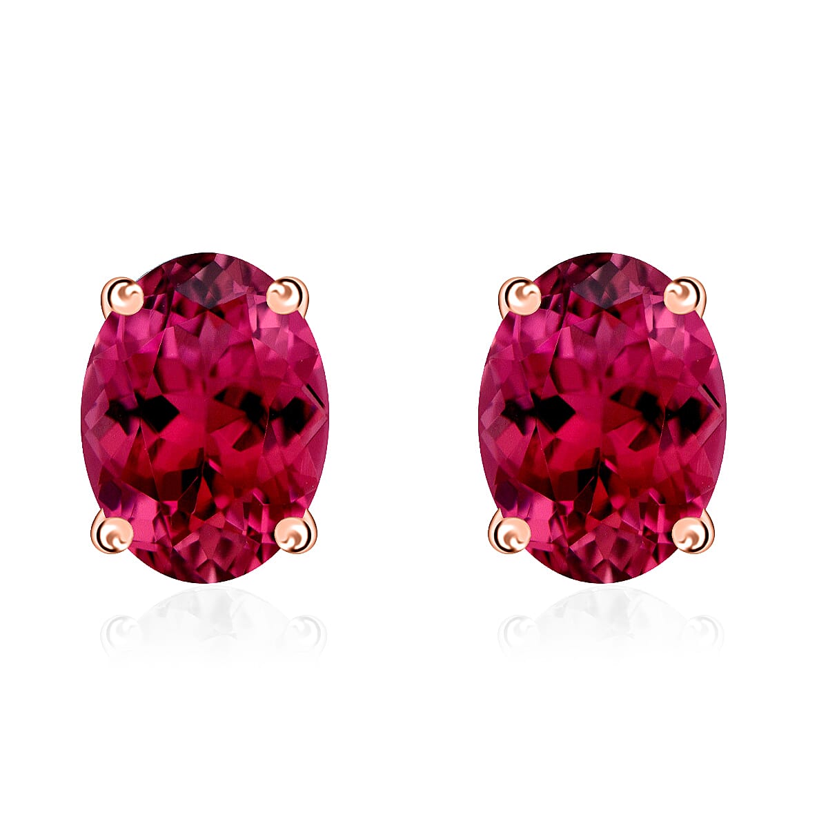 18K Rose Gold Rubellite Solitaire Stud Push Post Earring in Gold Wt. 2.5 grams, 1.660 Ct 8000542 0