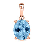 18K Rose Gold AAA Santamaria Aquamarine Solitaire Pendant 1.45 Ct.