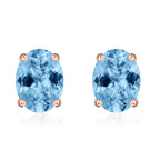 18K Rose Gold   Santamaria Aquamarine  Solitaire Stud Push Post Earring 1.70 ct,  Gold Wt. 2.5 Gms  1.700  Ct.