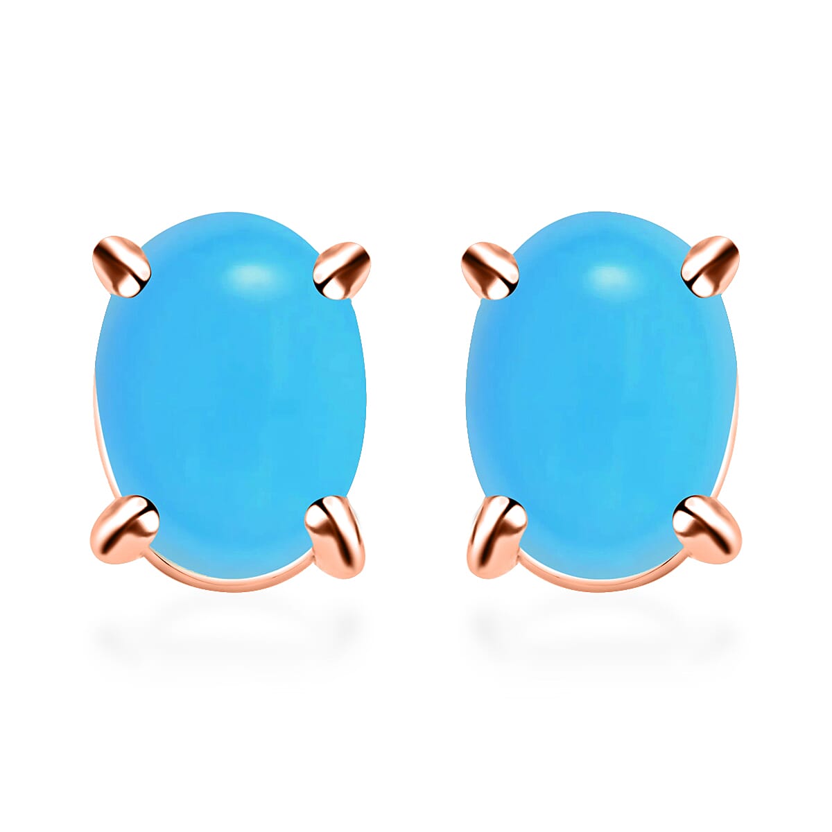 18K Rose Gold Sleeping Beauty Turquoise Solitaire Stud Push Post Earring in Gold Wt. 2.5 grams, 1.70 Ct 8000668 0