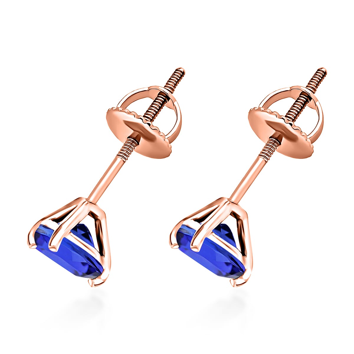 18K Rose Gold Tanzanite Solitaire Stud Earrings, 1.60 Ct 8000422 2