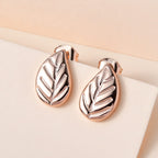 18K Rose Gold Vermeil Plated Sterling Silver Leaf Stud Earrings (with Push Back)
