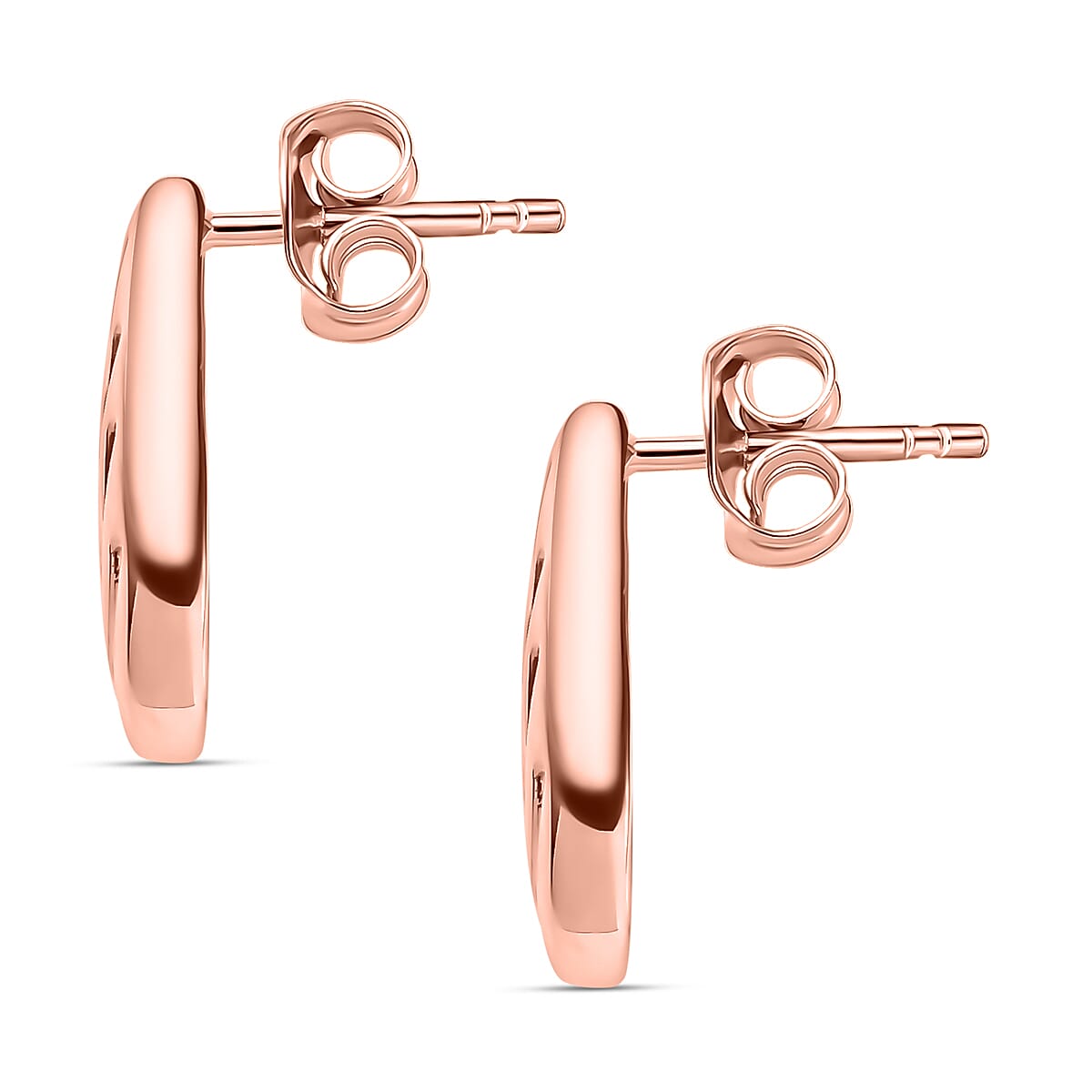 18K Rose Gold Vermeil Plated Sterling Silver Leaf Stud Earrings (with Push Back) 7533045 3