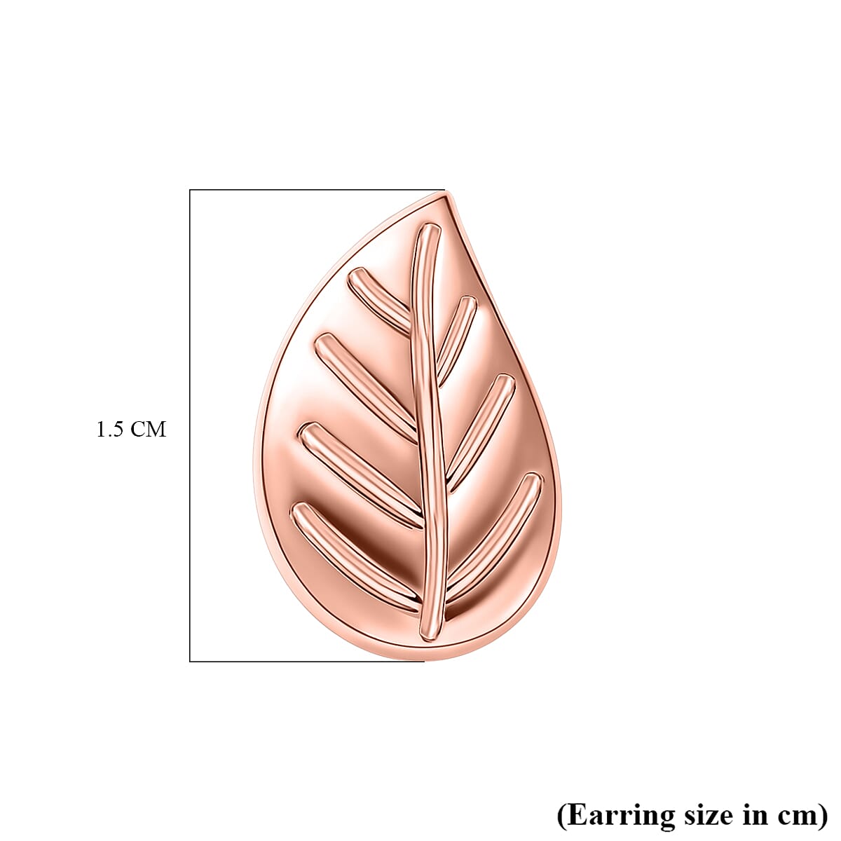 18K Rose Gold Vermeil Plated Sterling Silver Leaf Stud Earrings (with Push Back) 7533045 4