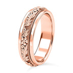 D'Joy - Floral Vine Spinner Ring in 18K Vermeil Rose Gold Plated Sterling Silver