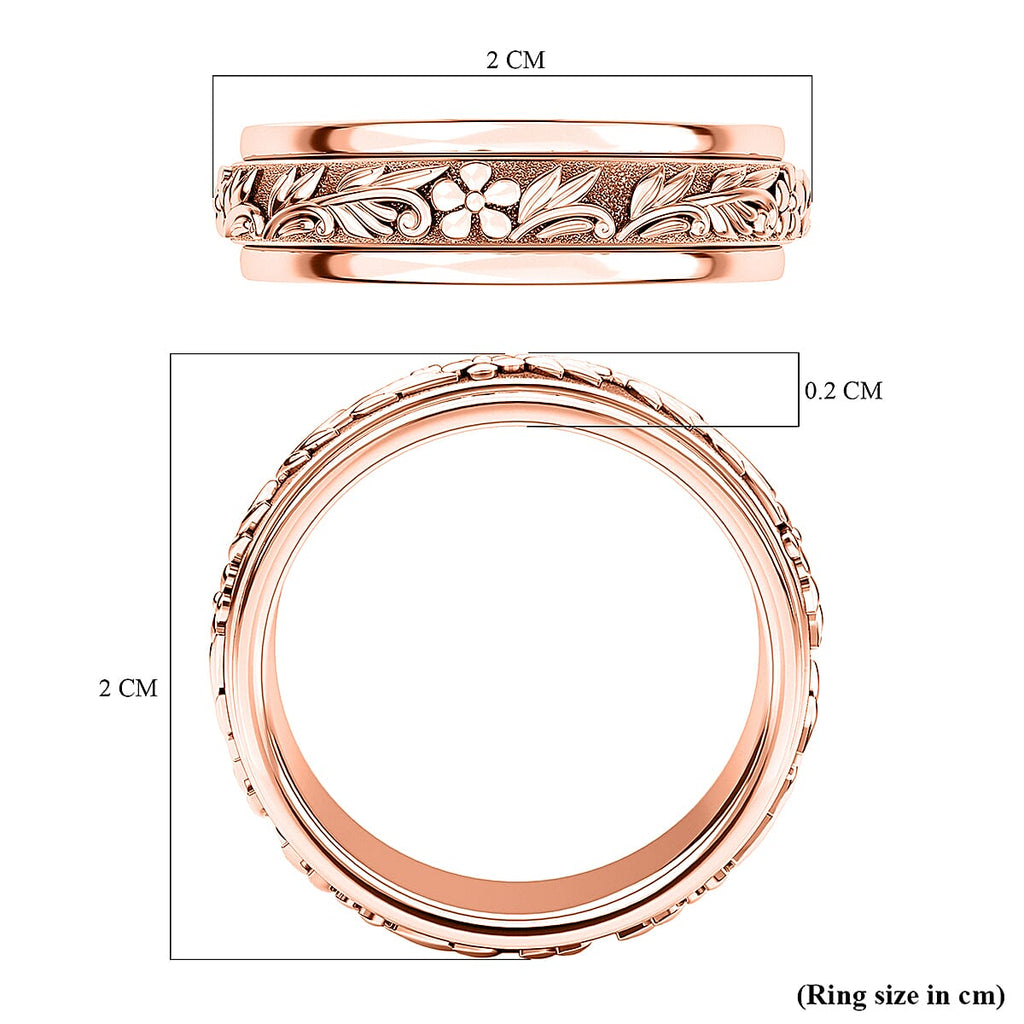 D'Joy - Floral Vine Spinner Ring in 18K Vermeil Rose Gold Plated Sterling Silver
