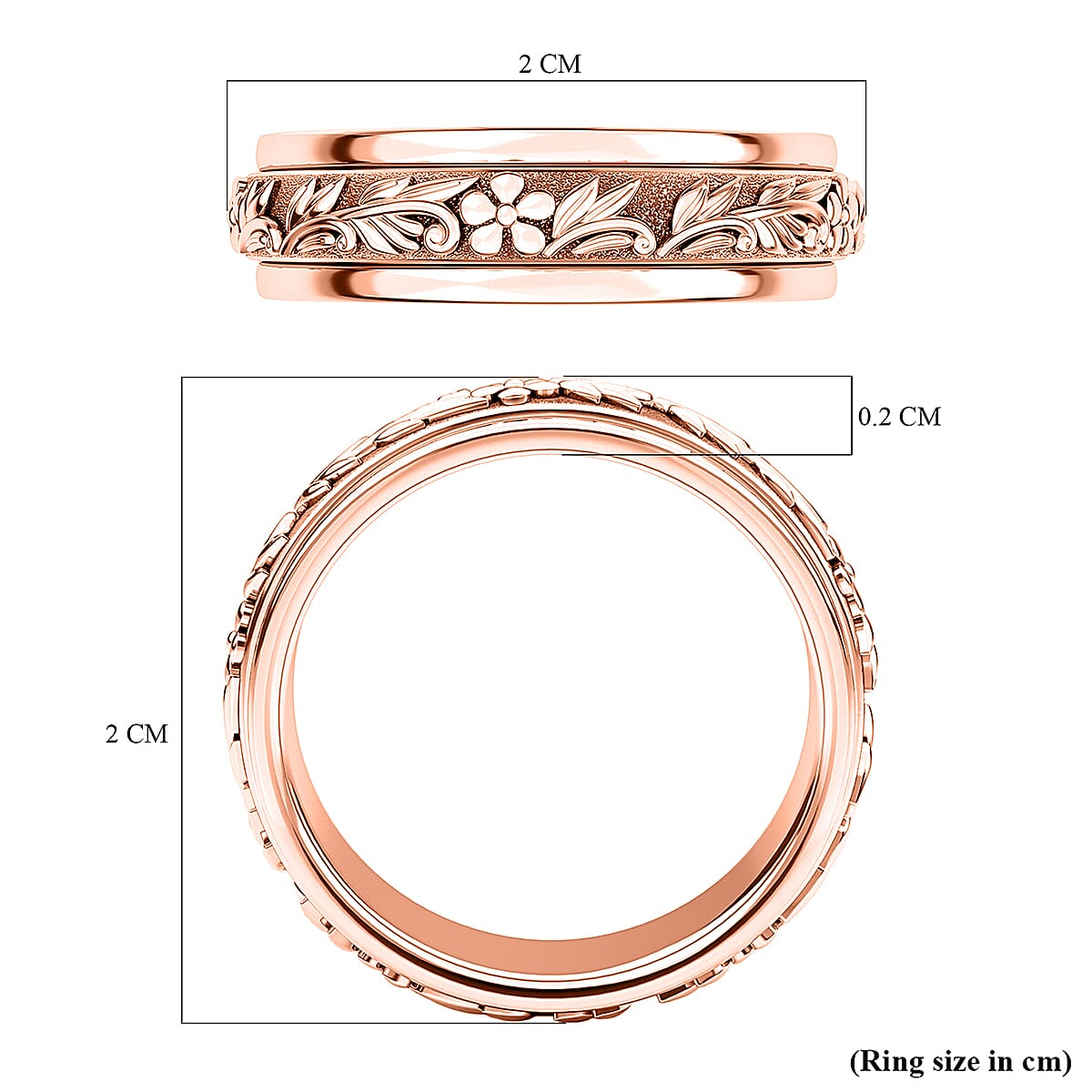 D'Joy - Floral Vine Spinner Ring in 18K Vermeil Rose Gold Plated Sterling Silver 7486715 6