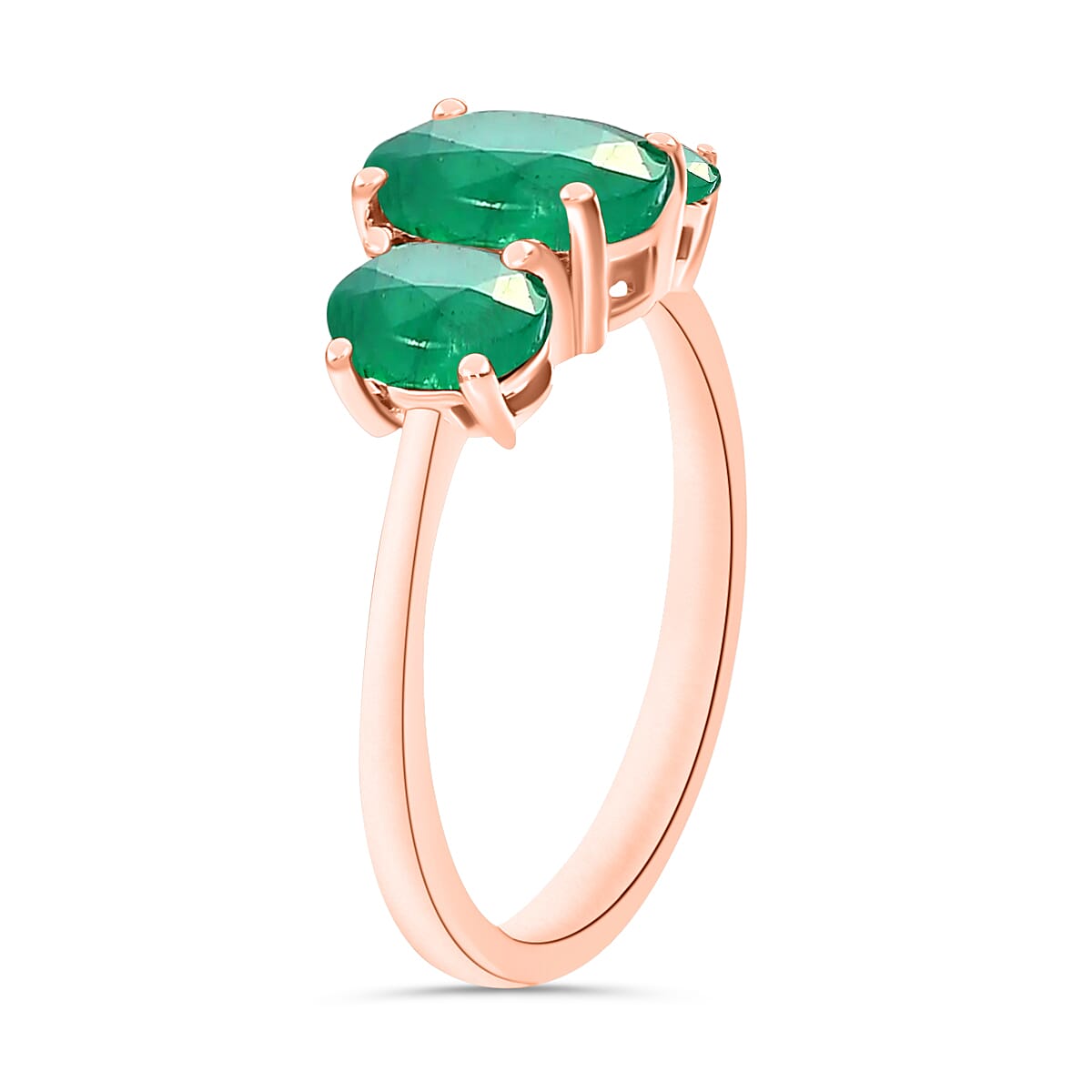 18K Rose Gold Zambian Emerald 3 Stone Ring in Gold Wt. 4 grams, 2.40 Ct 8007418 3