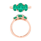 18K Rose Gold   Zambian Emerald  3 Stone Ring 2.40 ct,  Gold Wt. 4 Gms  2.400  Ct.