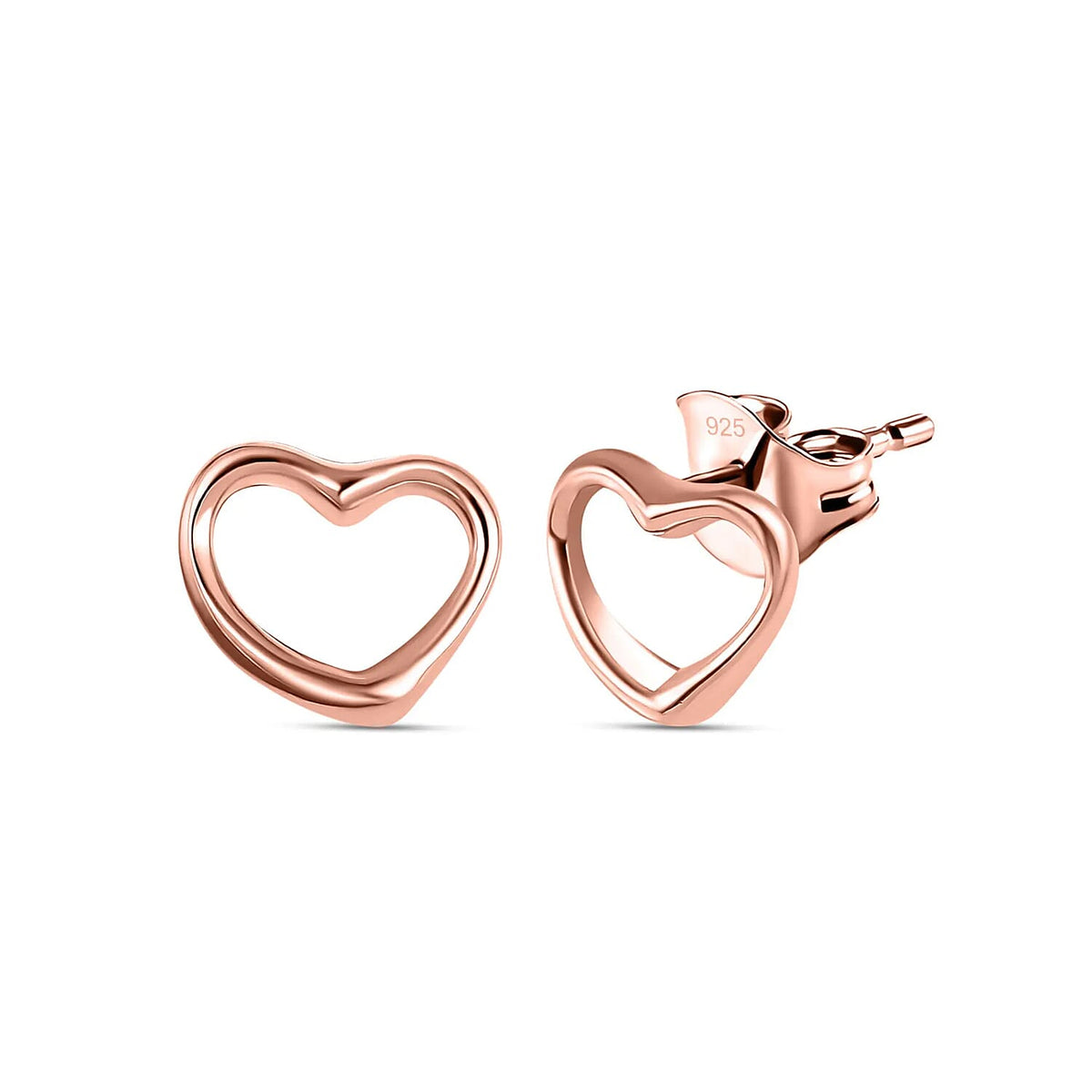 Heart Earrings in Sterling silver with an 18K Vermeil Rose Gold (with Push Post) 7486135 0