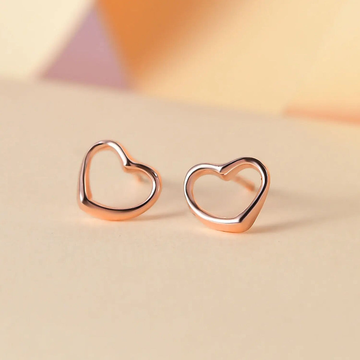 Heart Earrings in Sterling silver with an 18K Vermeil Rose Gold (with Push Post) 7486135 5