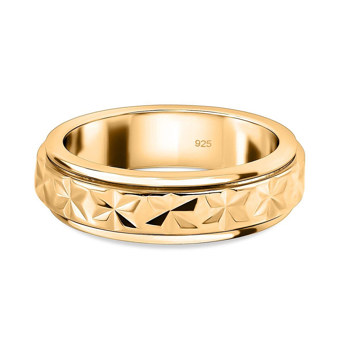 18K Vermeil Yellow Gold Overlay Sterling Silver Diamond Cut Spinner Ring 7213907 0