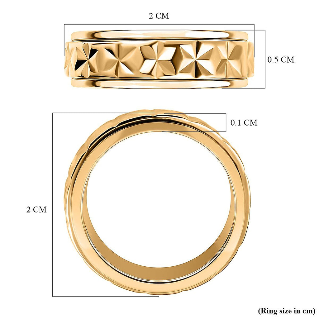 18K Vermeil Yellow Gold Overlay Sterling Silver Diamond Cut Spinner Ring