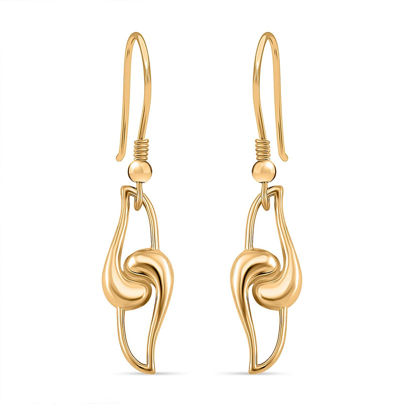 LucyQ - Entwine Drop Collection-  Knot Drop Earring with Lever Back in 18K Vermeil Yellow Gold Plated Sterling Silver