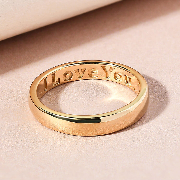 I Love You Engraved Wedding Band Ring in Sterling Silver with 18K Vermeil Yellow Gold 7442667 2