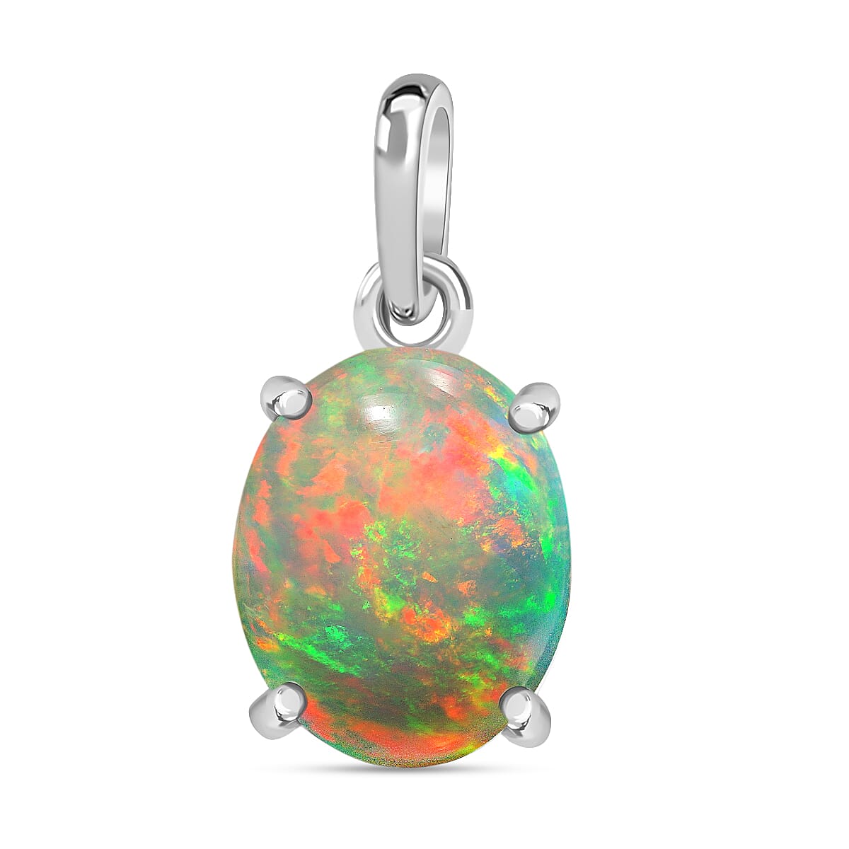 18K White Gold AAA Ethiopian Opal Solitaire Pendant in Gold Wt. 2 grams, 1.80 Ct 8000340 0