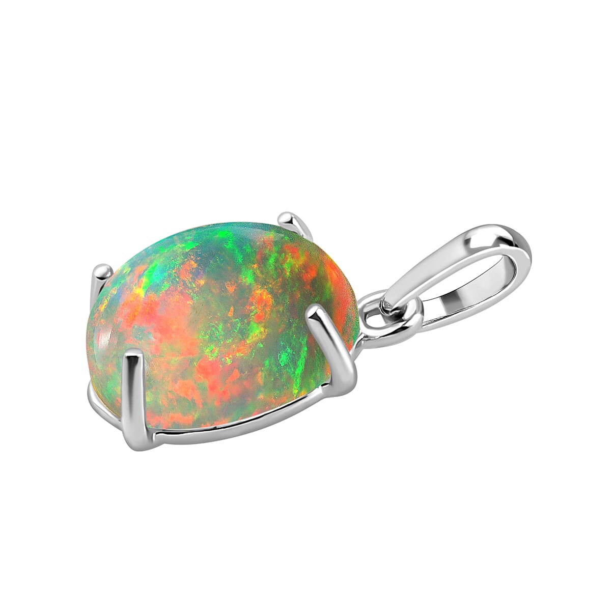18K White Gold AAA Ethiopian Opal Solitaire Pendant in Gold Wt. 2 grams, 1.80 Ct 8000340 2