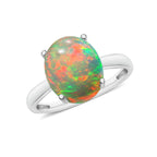 18K W Gold  AAA  Ethiopian Opal Solitaire Ring 2.40 ct,  Gold Wt. 5.5 Gms  2.400  Ct.