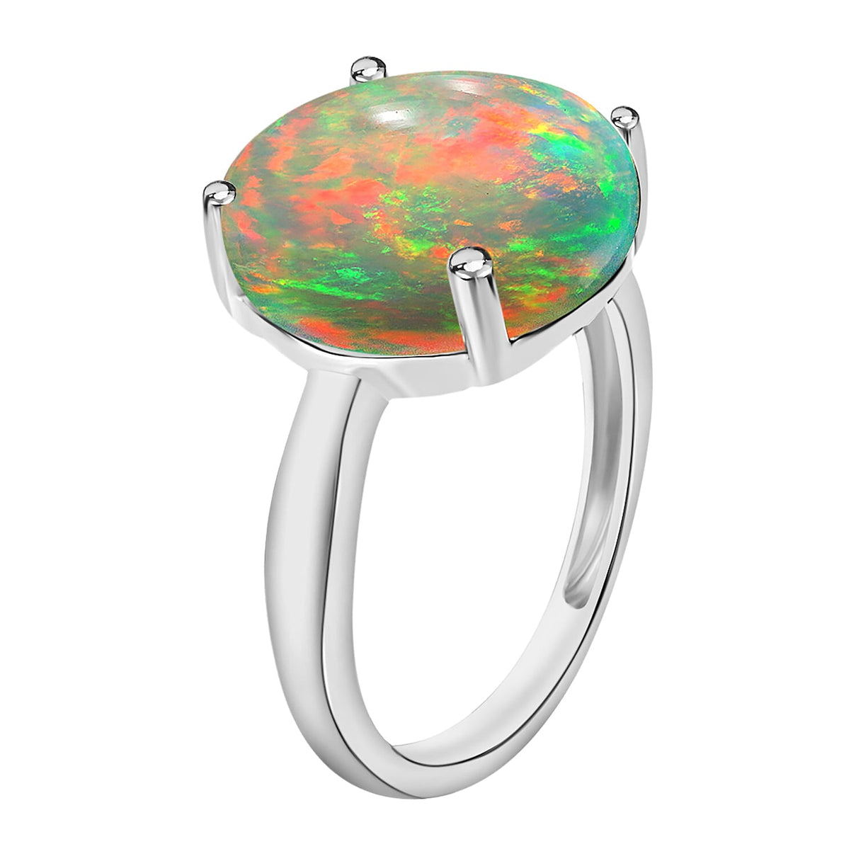 18K White Gold AAA Ethiopian Opal Solitaire Ring in Gold Wt. 5.5 grams, 2.40 Ct 7717922 2
