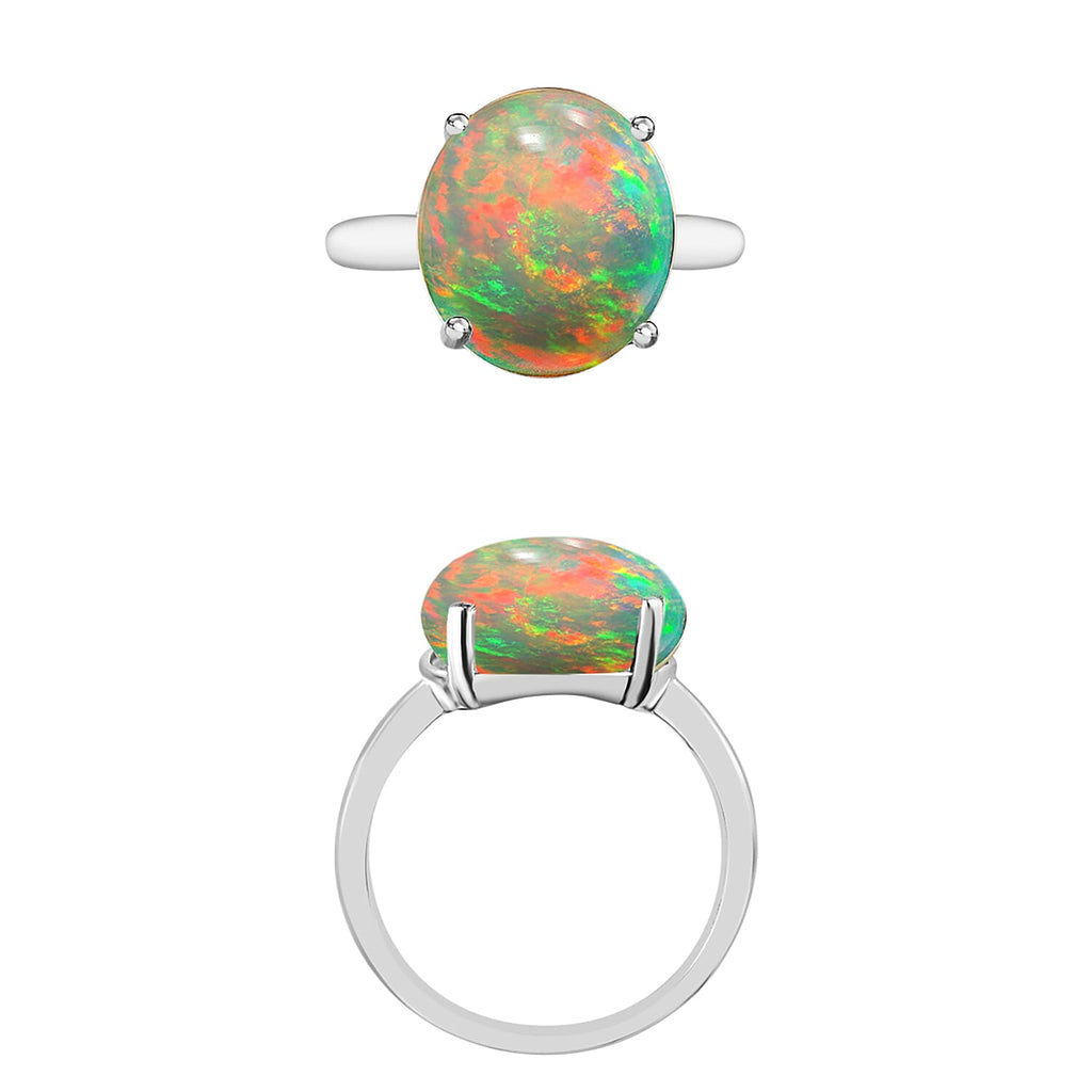 18K W Gold  AAA  Ethiopian Opal Solitaire Ring 2.40 ct,  Gold Wt. 5.5 Gms  2.400  Ct.