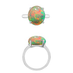 18K W Gold  AAA  Ethiopian Opal Solitaire Ring 2.40 ct,  Gold Wt. 5.5 Gms  2.400  Ct.