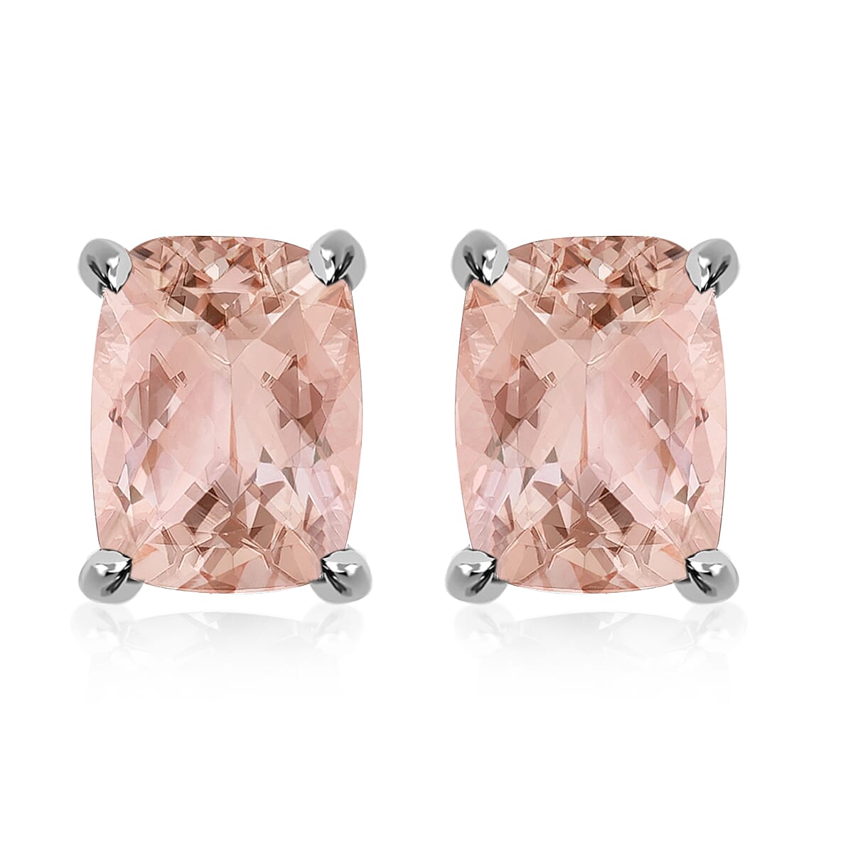 18K White Gold AAA Morganite Solitaire Stud Push Post Earrings 4.20 ct. 8000521 0