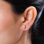 18K W Gold  AAA   Morganite  Solitaire Stud Push Post Earring 4.20 ct,  Gold Wt. 0.8 Gms  4.200  Ct.