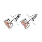 18K W Gold  AAA   Morganite  Solitaire Stud Push Post Earring 4.20 ct,  Gold Wt. 0.8 Gms  4.200  Ct.