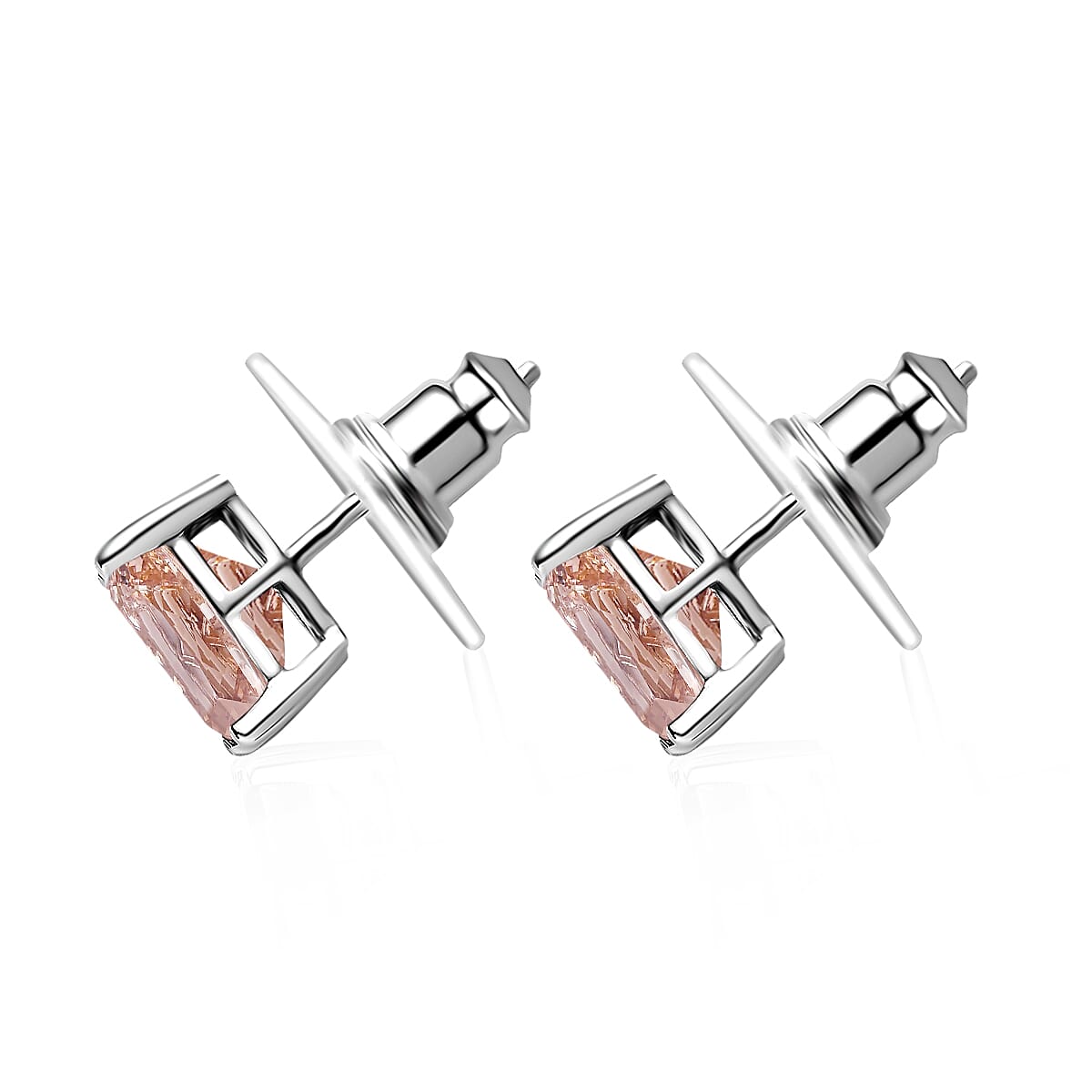 18K White Gold AAA Morganite Solitaire Stud Push Post Earrings 4.20 ct. 8000521 2