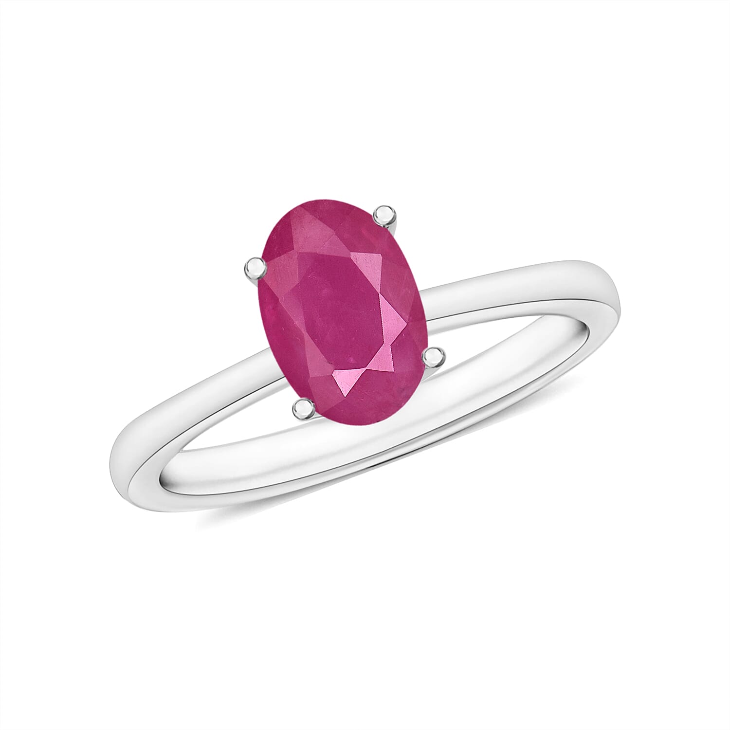 18K White Gold AAMozambique Ruby Solitaire Ring in Gold Wt. 5.5 grams, 1.10 Ct 8001890 0