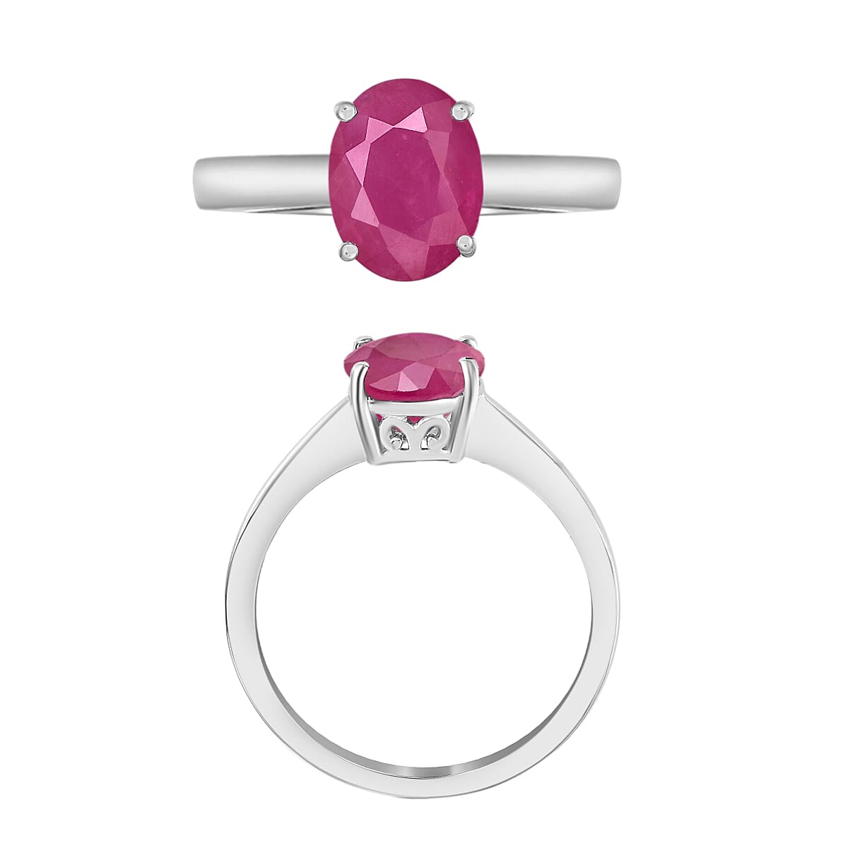 18K White Gold AAMozambique Ruby Solitaire Ring in Gold Wt. 5.5 grams, 2.60 Ct 8002230 3